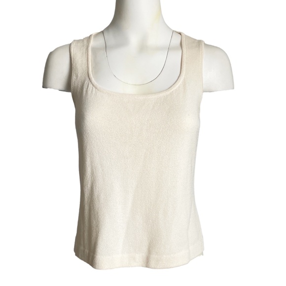 St John Knit Tank Top Shell Sleeveless Vanilla Off White Knit Size S - Picture 1 of 7
